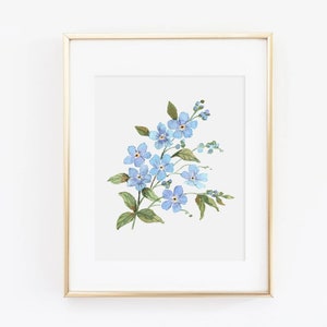 Forget Me Nots Watercolor Art Print | Blue Watercolor Floral Wall Art  | Watercolor Wildflower Painting | Watercolor Floral Painting