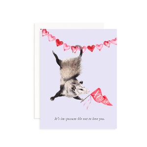 It's Im-Possum-ble Not to Love You Valentine's Day Card | Watercolor Possum Card | Possum Valentine's Day Card | Funny Valentine's Day Card