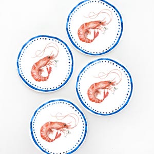 Shrimp Cocktail Coaster Set, Cute Seafood Coasters, Seafood Shrimp Coaster, Seafood Party Decor, Nautical Coaster, East Coast Summer