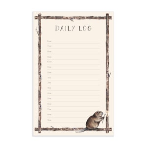 Daily Log Watercolor Notepad | Beaver Watercolor Notepad | Woodland Notepad | Social Stationery | Wood Stationery | Beaver Writing Pad
