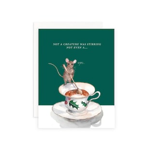 Not a Creature Was Stirring Christmas Greeting Card |  Twas the Night Before Christmas Card | Funny Christmas Card | Christmas Mouse
