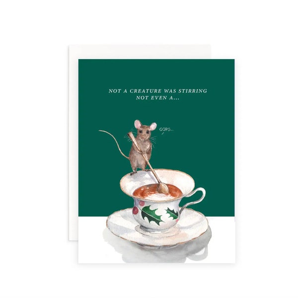 Not a Creature Was Stirring Christmas Greeting Card |  Twas the Night Before Christmas Card | Funny Christmas Card | Christmas Mouse