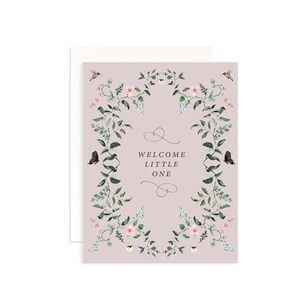 Tarjeta de bebé de bienvenida pequeña / tarjeta de bebé / tarjeta floral de acuarela / tarjeta de acuarela de bebé de bienvenida