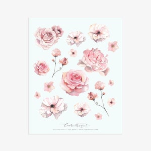 Blush Bits and Blooms Sticker Sheet | Floral Stickers | Watercolor Sticker Set | Floral Sticker Set | Wildflower Stickers | Flower Stickers