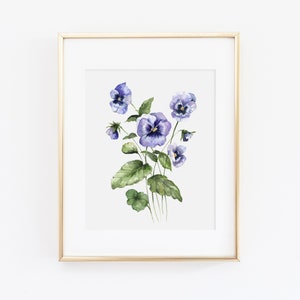 Pansies Floral Watercolor Print | Pansies Art Print | Pansies Painting | Pansies Farmhouse Decor | Watercolor Floral Painting