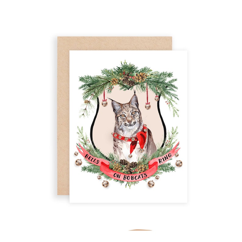 Assorted Christmas Card Set No. 3 Watercolor Christmas Cards Watercolor Crests Stationery Animal Christmas Cards Pun Christmas Cards image 2