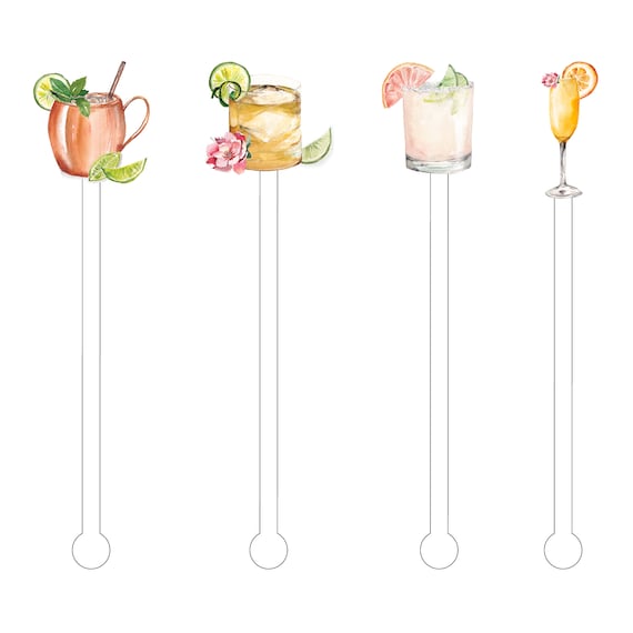 Fancy Drink Stir Sticks Watercolor Liquor Drink Stirrer Etsy
