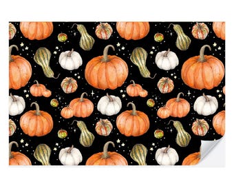 Manteles individuales de calabaza de Halloween / Decoración de fiesta de Halloween / Mantel individual de papel con calabazas brillantes de medianoche / Mantel individual de calabaza negra para Halloween