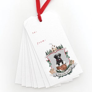 Pup on the Housetop Gift Tag Set | Watercolor Gift Tag | Gift Tag | Christmas Hanging Tag | Labrador Christmas Decor