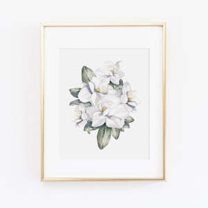 Magnolia Floral Watercolor Print Magnolia Art Print Magnolia Painting Magnolia Farmhouse Decor Watercolor Floral Painting image 1