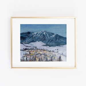 Watercolor Sun Valley Print | Sun Valley Resort Watercolor Art | Idaho Resort Painting | Mountain Watercolor