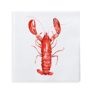 Lobster Cocktail Napkin, Seafood Party Napkins, Coastal Cocktail Napkins, Lobster Party Decor, Nautical Cocktail Napkins, Watercolor Lobster