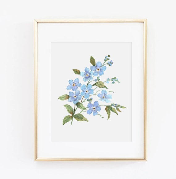 Forget Me Nots Watercolor Art Print Blue Watercolor Floral Etsy Australia