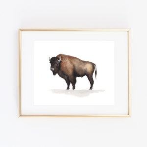 Watercolor Buffalo Art Print | Buffalo Painting | Buffalo Decor | Watercolor Farmhouse Decor | Buffalo Nursery Decor | Farm Nursery Print