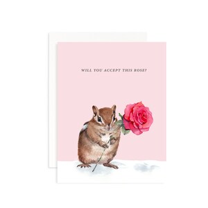 ¿Aceptará esta tarjeta de San Valentín rosa / La tarjeta de soltero / Tarjeta de ardilla acuarela / Tarjeta de despedida de soltera divertida / Lindo regalo de soltero