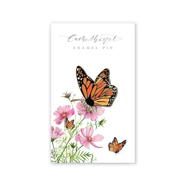 Monarch Butterfly Enamel Pin | Butterfly Enamel Pin | Orange Enamel Pin | Monarch Lapel Pin | Watercolor Monarch Butterfly Jewelry