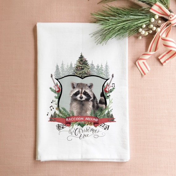*PUP IN THE WOODLAND* Holiday Hand Dish or Tea Towel Set of 2 HOLIDAY Sale 