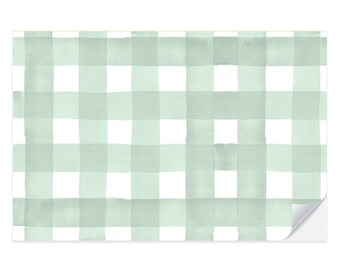 Green Gingham Paper Placemat Pad | Thanksgiving Placemat | Green Placemat | Gingham Placemat | Fall Table Decor | Watercolor Gingham