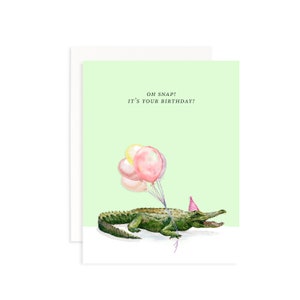 Oh Snap! It's Your Birthday Watercolor Alligator Greeting Card | Watercolor Animal Card | Birthday Alligator | Funny Birthday Card