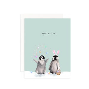 Frohe Ostern Karte | Aquarell Pinguin Karte | Pinguin-Osterkarte | Frohe Ostern Karte | Pinguin-Weihnachtskarte | Aquarell Pinguin