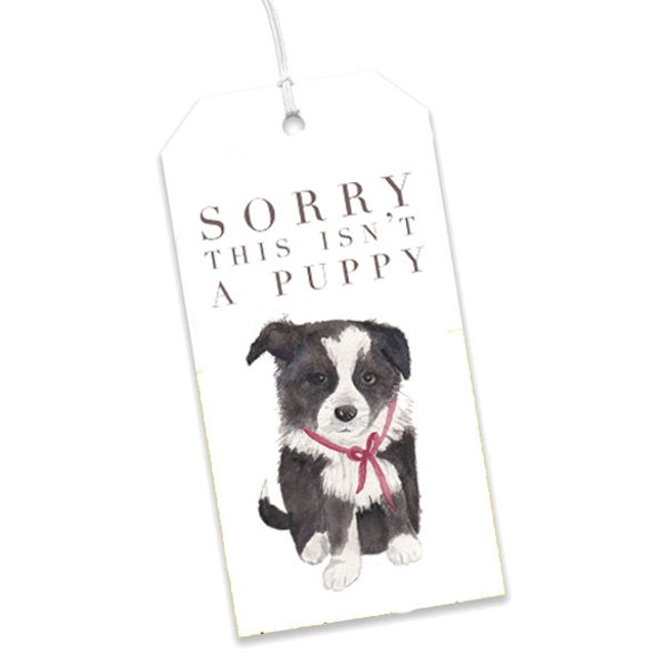 Etichetta regalo di Natale / Etichetta regalo per cucciolo / Scusa, non è un cucciolo / Etichetta regalo divertente / Etichetta regalo carina / Cane acquerello / Cane di Natale
