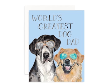 World's Greatest Dog Dad Father's Day Greeting Card | Funny Father's Day Card | Card for Dog Dad | Cute Father's Day Card | Watercolor Dog