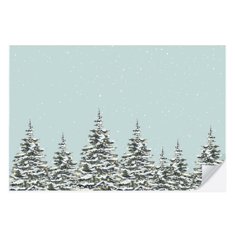 Snowy Trees Paper Placemat Pad Christmas Placemat Etsy