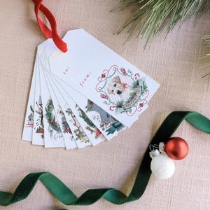 Assorted Christmas Crest Gift Tag Set No. 2 | Watercolor Gift Tag | Holiday Gift Tag | Christmas Hanging Tag | Funny Animal Gift Tag Set Pun