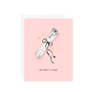 Tarjeta de graduación con diploma envolvente / Linda tarjeta de graduación rosa / Tarjeta de diploma con moño / Tarjeta de graduación para niñas / Tarjeta de felicitación de graduación
