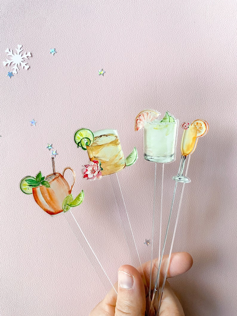 Fancy Drink Stir Sticks Watercolor Liquor Drink Stirrer Etsy