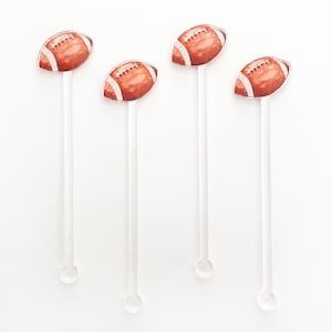 Football Drink Stir Sticks | Football Season Party Decor | Tailgate Drink Stirrers | Acrylic Swizzle Sticks | Tailgate Party Decor