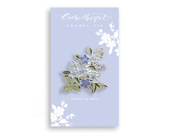 Forget Me Nots Enamel Pin | Floral Enamel Pin | Blue Flower Enamel Pin | Forget Me Not Illustrated Lapel Pin