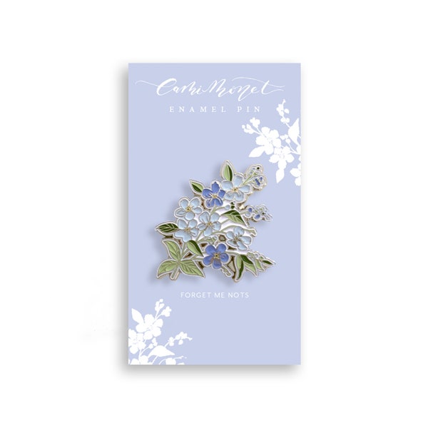 Forget Me Nots Enamel Pin | Floral Enamel Pin | Blue Flower Enamel Pin | Forget Me Not Illustrated Lapel Pin