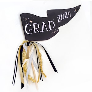 Grad 2024 Pennant Flag | Graduation Pennant | Graduation Flag | Graduation Party Decor | Graduation Photo Prop | 2024 Grad