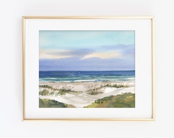 Hilton Head South Carolina Print | Hilton Head Watercolor Art | Watercolor Beach Painting | Beach Travel Art | City Print Set