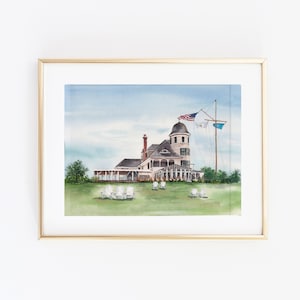Castle Hill Inn Druck | Castle Hill Inn Aquarell Kunst | Aquarell Strand Gemälde | Strand Reise Kunst | Stadt Druck Set