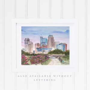 Watercolor Raleigh Skyline Print Raleigh Skyline Painting Watercolor Raleigh North Carolina City Scene Raleigh Art Raleigh Gift image 3