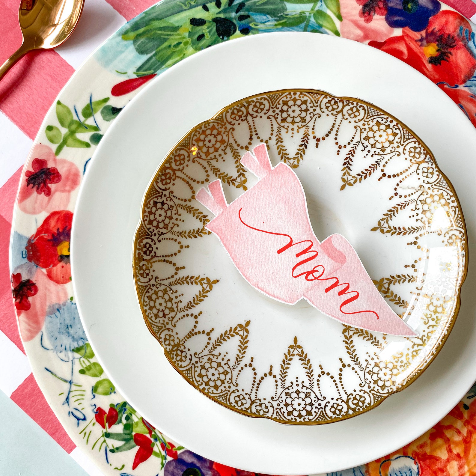 Red Gingham Paper Placemat Pad Valentines Day Party Decor Etsy