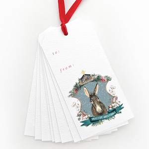 Muletide Greetings Holiday Gift Tags, Christmas Gift Tags, Farmhouse Christmas, Animal Gift Tags, Yuletide Greetings image 1