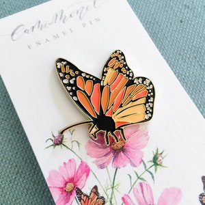 Monarch Butterfly Enamel Pin Butterfly Enamel Pin Orange Enamel Pin Monarch Lapel Pin Watercolor Monarch Butterfly Jewelry image 4