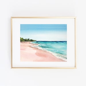 Watercolor Bermuda Beach Print | Bermuda Beach Watercolor Art | Watercolor Beach Painting | Beach Travel Art | City Print Set
