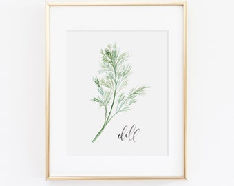 Dill Herb Watercolor Print | Watercolor Herb Print Set | Watercolor Herb Painting | Dill Artwork | Watercolor Herb Kitchen Decor