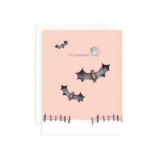 It&#39;s Frickin&#39; Bats Halloween Greeting Card | Watercolor Halloween Card | Fun October Halloween Fall Card | Bat Funny Halloween Card