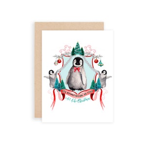 Assorted Christmas Card Set No. 3 Watercolor Christmas Cards Watercolor Crests Stationery Animal Christmas Cards Pun Christmas Cards image 7