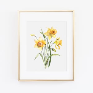 Jonquilles Floral Aquarelle Imprimer | Impression d’art jonquilles | Peinture de jonquilles | Décor de ferme de jonquilles | Peinture florale à l’aquarelle