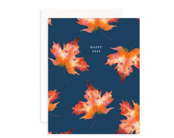 Happy Fall Month Greeting Card | Halloween Greeting Card | Watercolor Fall Card | Fun October Halloween Fall Card