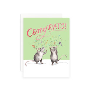 ¡Felicitaciones! Tarjeta de felicitación / Tarjeta de felicitación de ratas / Tarjeta de graduación / Ratas de acuarela / Felicitaciones Grad / Tarjeta de felicitación
