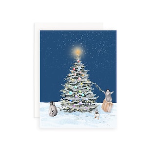 Carte de vœux de Noël des coupe-arbres | Arbre de Noël aquarelle | Vacances