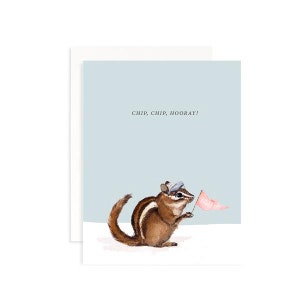 Chip Chip Hooray carta dell'acquerello / Chipmunk dell'acquerello / biglietto di celebrazione dell'acquerello / cancelleria sociale / biglietto di compleanno dell'acquerello