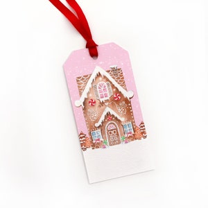 Pink Gingerbread Gift Tags | Watercolor Gingerbread Tags | Christmas Gift Tags | Holiday Tags | Christmas Present Tags